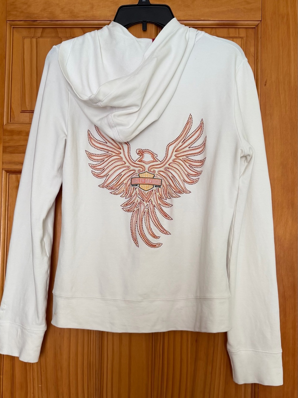 Harley-Davidson Women's Ivory Hoodie with Embellished Phoenix Back